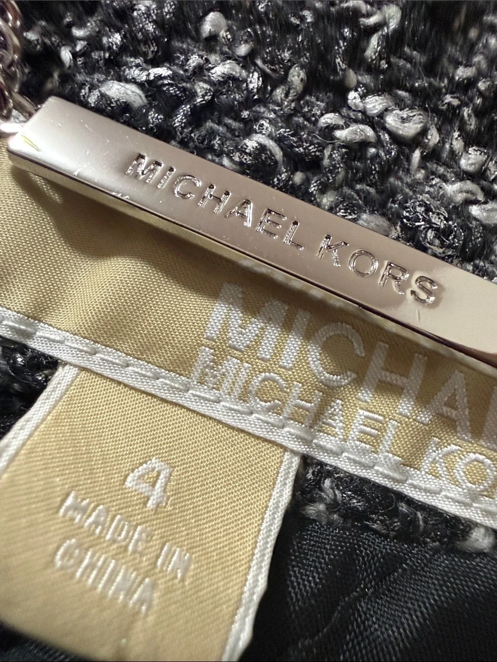 WOW POSHMARK Authentic Michael Kors NWOT Tweed Style Blazer Black White & Silver